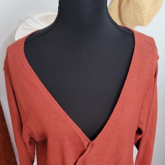 Urban Outfitters Deep Terra Cotta  Wrap Blouse - Picture 2 of 10